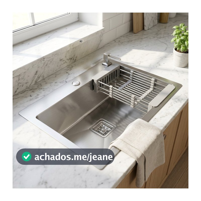 Cuba Gourmet Cozinha Aço Inox 304 60x40cm Escovada Quadrada Escorredor Luxo Completa Antirruído