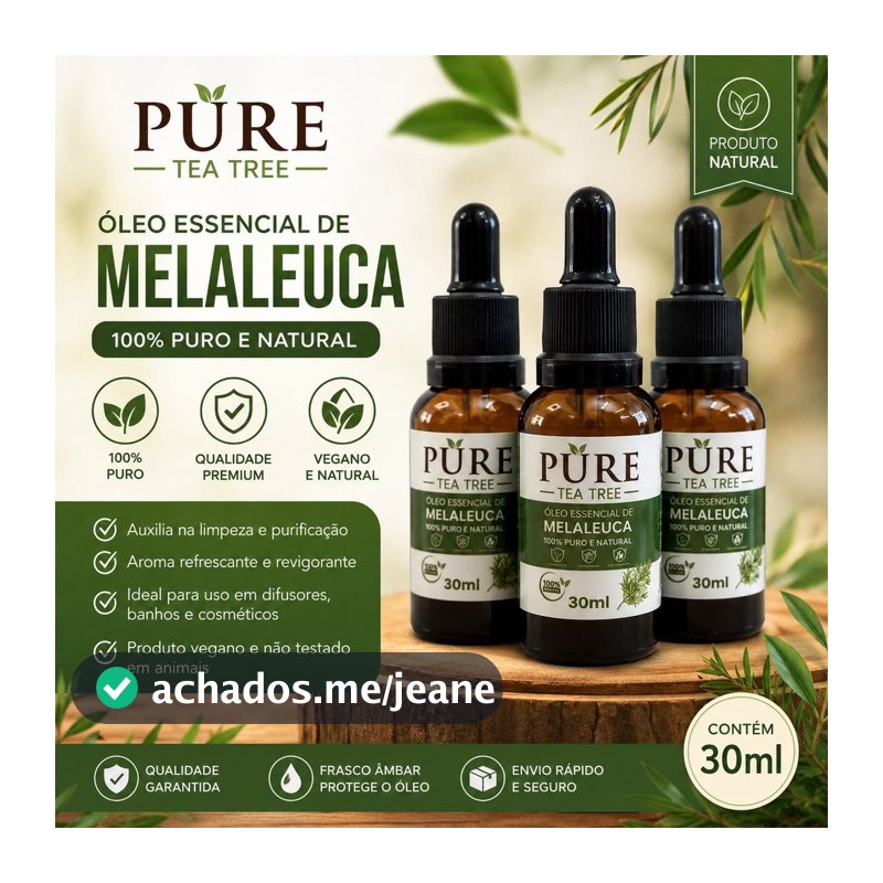 Kit 3 Óleo Essencial de Melaleuca 100% Puro Tea Tree 30ml Cada - Com Conta Gotas