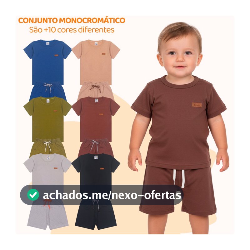 Kit 2, 6 ou 10 peças de Bebe Menino Estilo Casual Minimalista Monocromático Verão Infantil Menino Casual