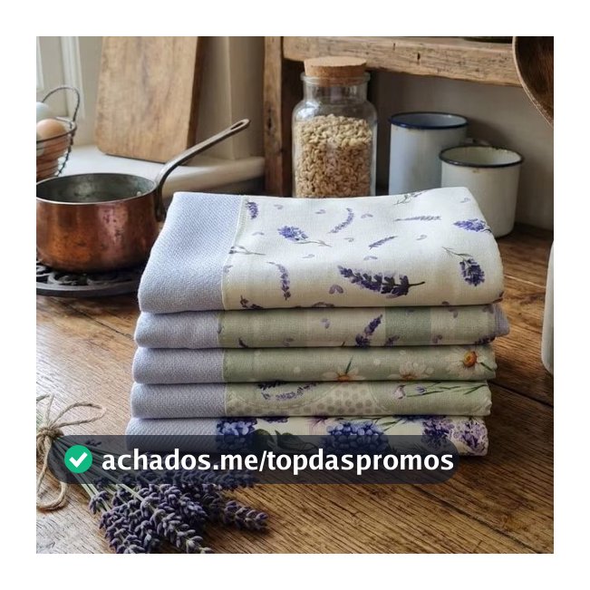 Kit 5 Panos de Prato Coleção Alfazema Minimalista Premium