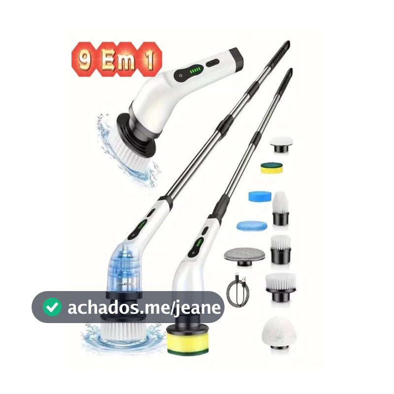 Escova 9 Em 1 Recarregável De Limpeza Ajustável Janela Banheiro E Cozinha