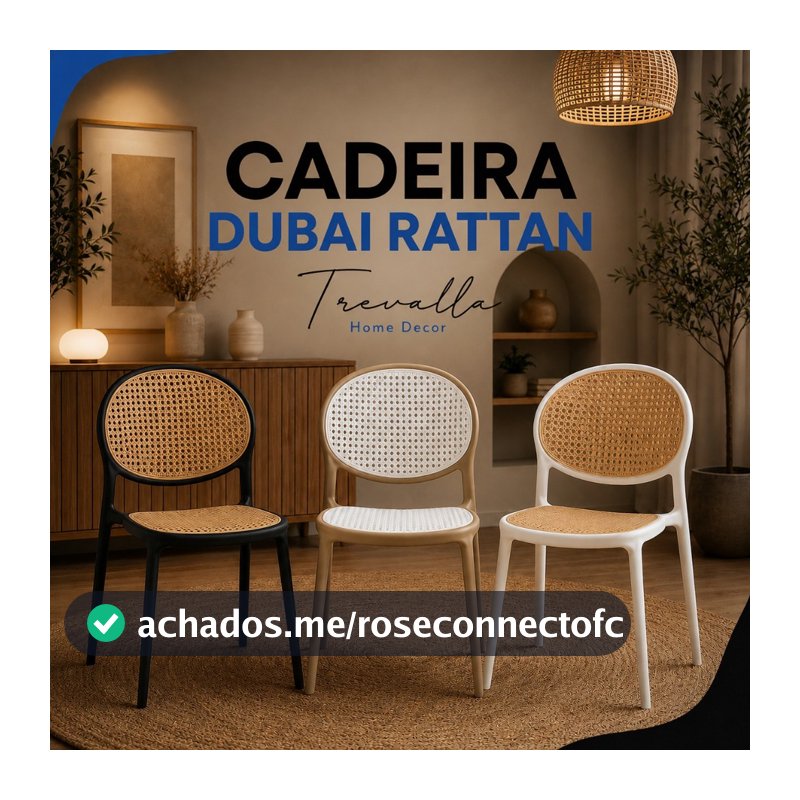 Kit 06 Cadeira Dubai Rattan Design Moderno em Polipropileno Resistente para Área Interna e Externa