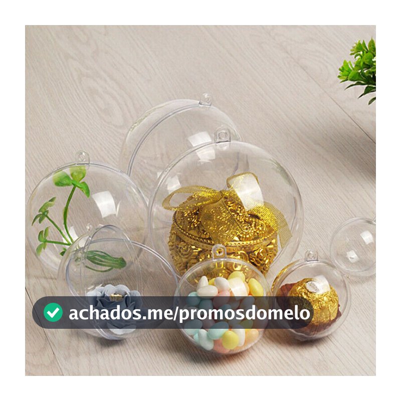 50 Esfera Acrílica 6.5 Cm - Bola Acrílica - Enfeito Natal - Árvore - Porta Foto Bolinha de Natal