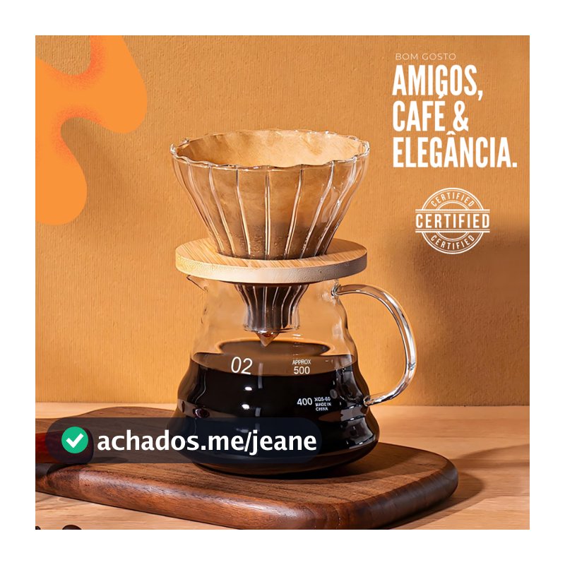 Cafeteira de Vidro Borossilicato Com Tampa e Filtro 600ml Conjunto Passador De Café  Jarro Vidro V60 P/ Cozinha