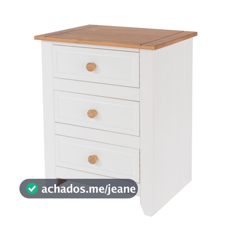 Mesa de Cabeceira com 3 Gavetas Branco - CP310