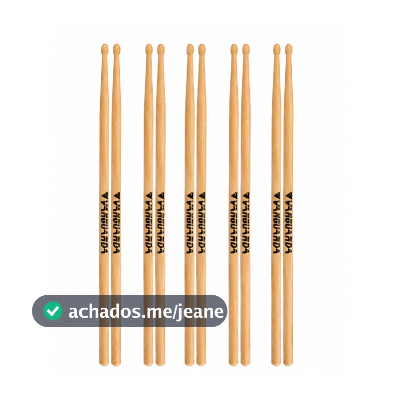 Kit 5 Pares De Baquetas De Bateria Profissional Vanguarda Madeira 7a