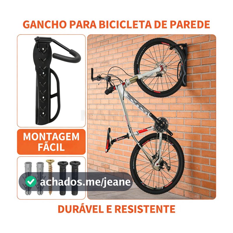 Gancho Pendurar Bicicleta Parede - Resistente e Fácil Instalação, Aço Carbono