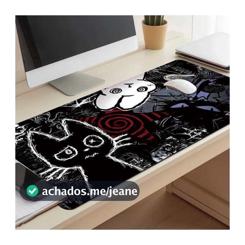 Mousepad Design Punk Anime Gato Arte Manga Japonesa Gamer Tapete Gatinho