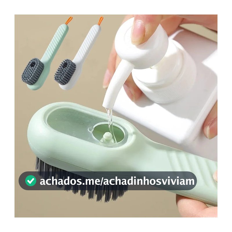 Escova Limpa Sapato Tenis Boné Roupa Com Dispenser Reservatório Sabão Portatil