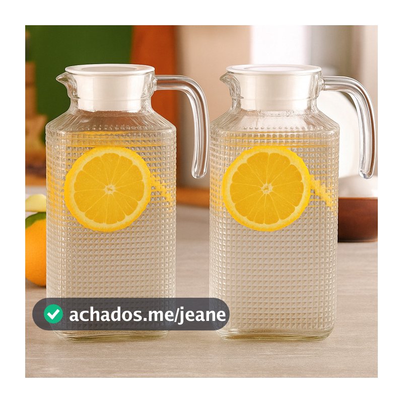 2 Jarra rubi De Vidro Água Suco Com Tampa 1,8 Litro Luxo 2 Unidades