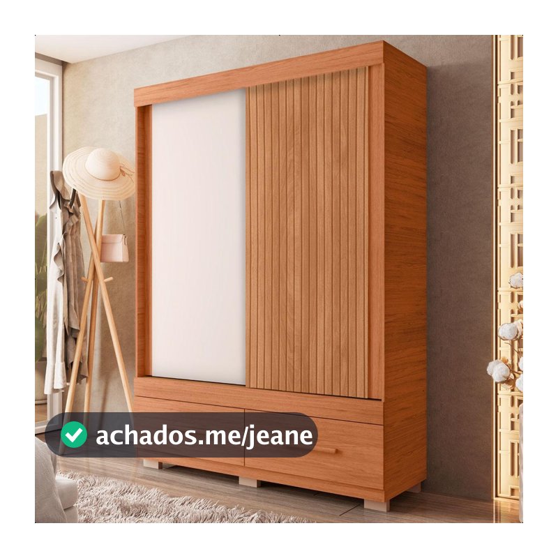 Guarda Roupa Mongi 2 Portas 2 Gavetas Marrom Ripado Caemmun