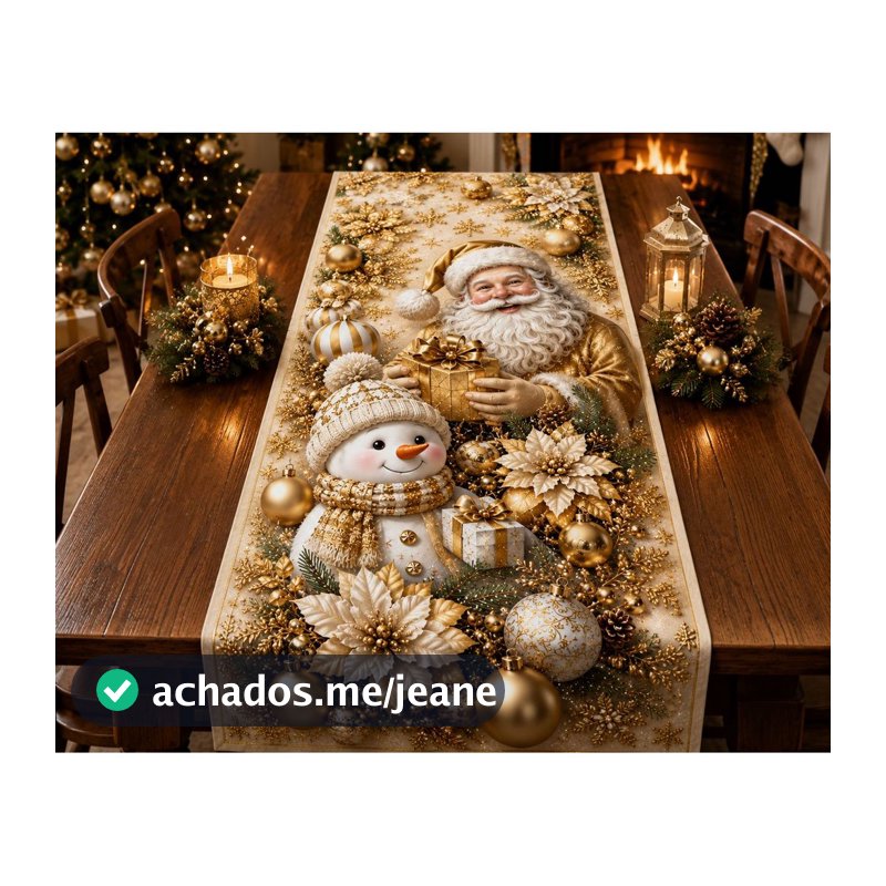 Caminho de Mesa 1,30x50 Decoração P/ Natal Mesa Posta Decoração Natalina Cozinha Sala Enfeite Natal