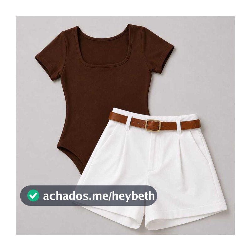 Conjunto Feminino Body Quadrado+Short Alfaiataria Com Bolso e Cinto  Moda Casual