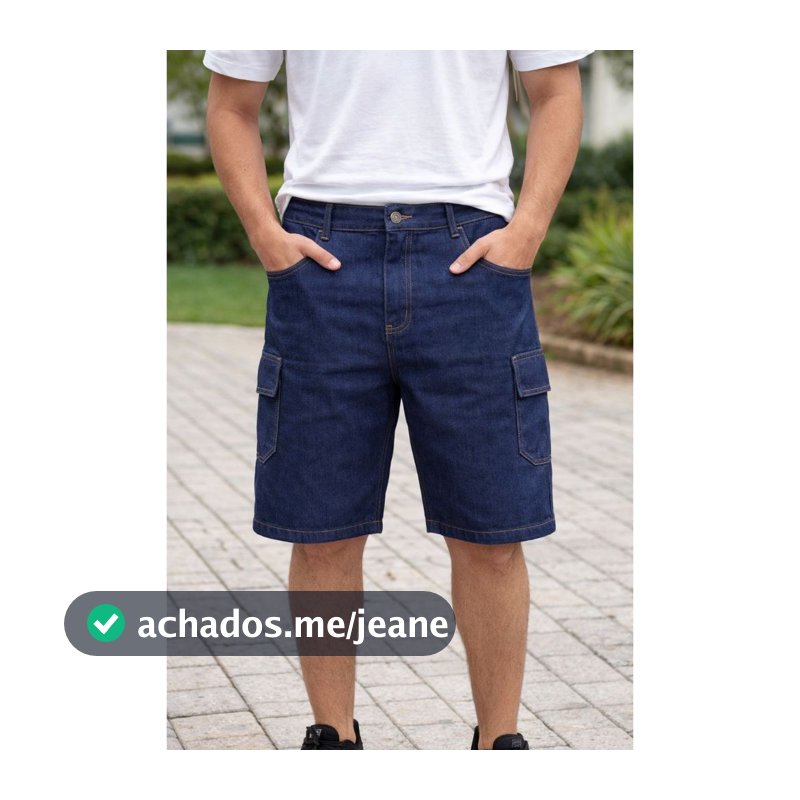 BERMUDA CARGO JEANS MASCULINA BOLSOS CASUAL TRABALHO PASSEIO LYCRA REF 119