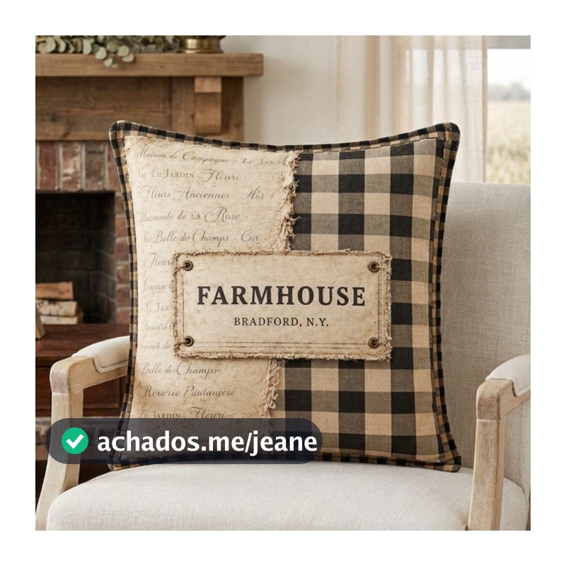 Capa De Almofada Linho 43x43 Rústica Estampa Farmhouse Fazendinha Vintage Decorativa Decoração Sofá Variações