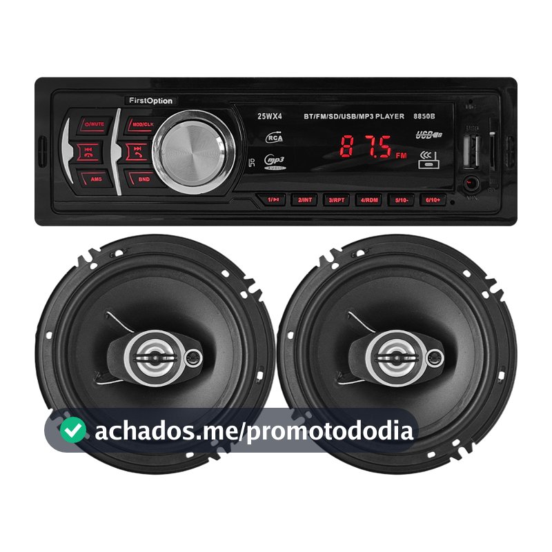 Kit Rádio MP3 Automotivo + 2 Alto-Falantes de 6 Polegadas USB Bluetooth USB Leitor de Cartão SD