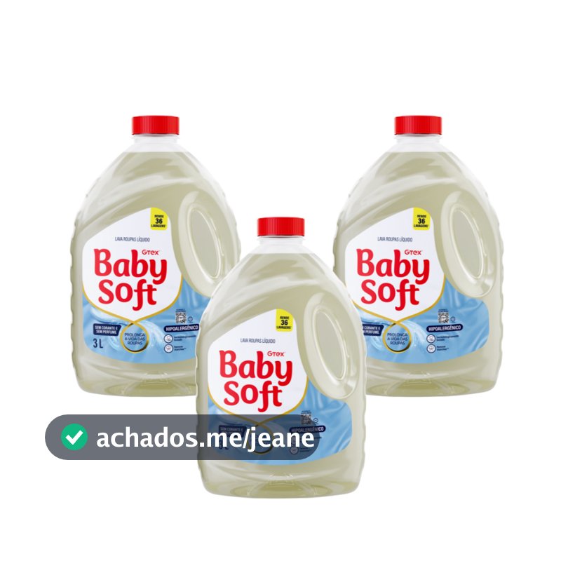 Kit 3 Lava Roupas Hipoalérgico Baby Soft Max Cuidado - 3L