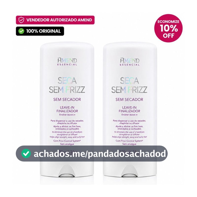 Kit 2 Unidades Amend Essencial Seca Sem Frizz 180ml – Controle e Maciez Imediata!
