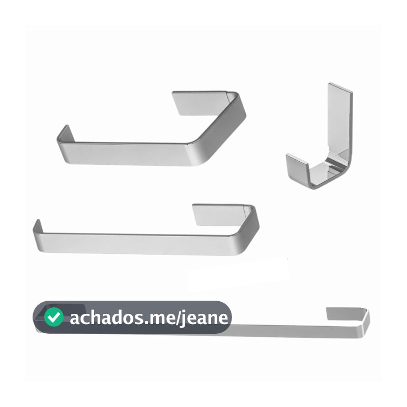 Kit Acessórios para banheiro completo 4 peças quadrado em Inox e Alumínio