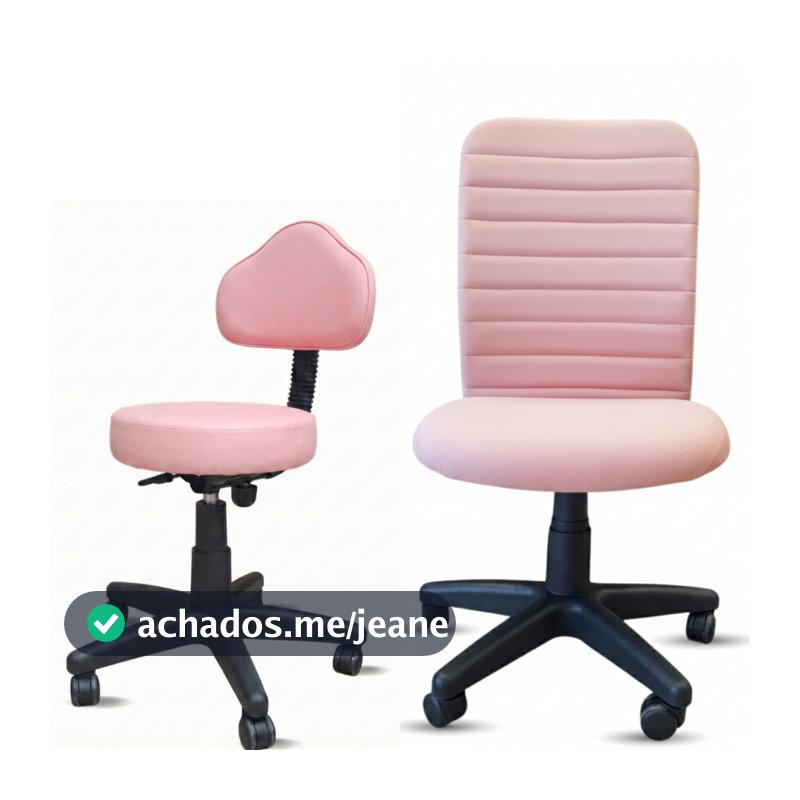 Kit Cadeira Mocho Estética Giratório Profissional Manicure C/encosto Manicure + Cadeira Cliente S/Braços