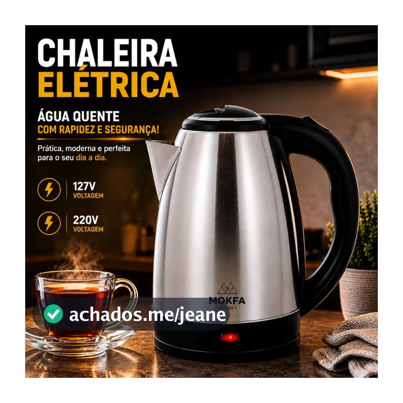 Chaleira Elétrica Inox 2L 127V/220V Térmica Jarra Cozinha Aquecimento Café Ferver Chá Água