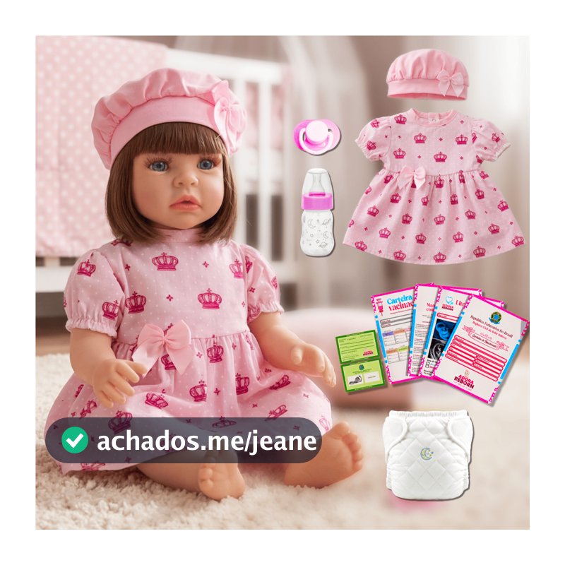 Boneca Bebê Reborn Vestido Coroa Rosa Realista Em Silicone Menina Original Pode dar Banho
