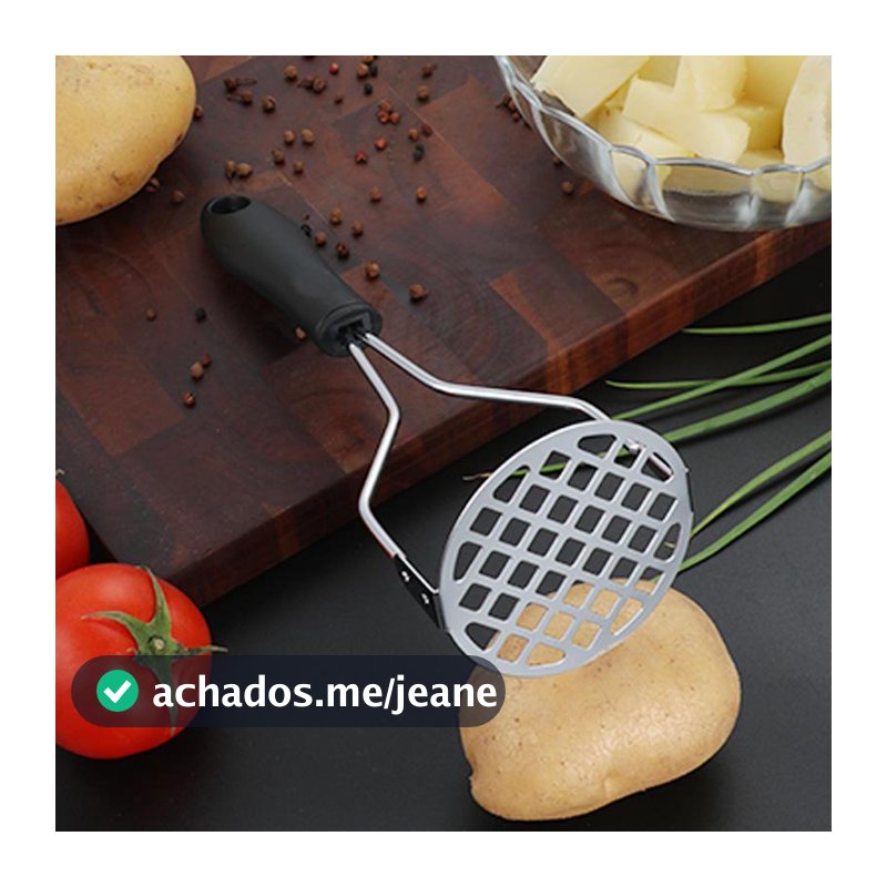 Amassador Batatas Legumes Feijão Aço Inox Cabo De Plastico