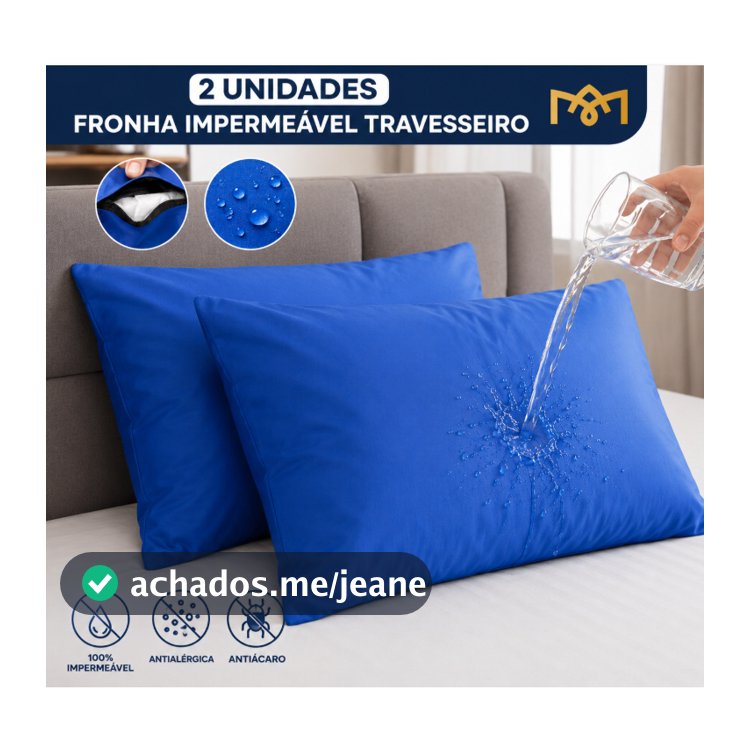 Kit 2 Capa Protetora de Travesseiro Impermeável Fronha Anti-ácaro, Antialérgico Antimofo Silenciosa
