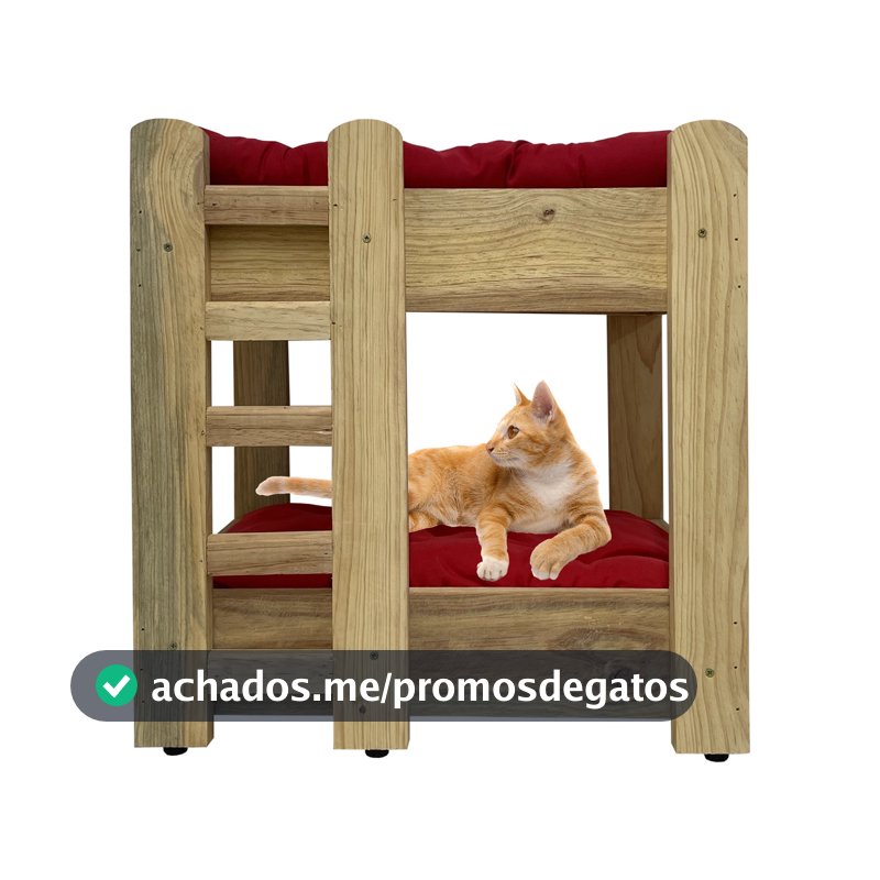 Beliche em Madeira para 2 Gatos Caminha Com Escada Cama