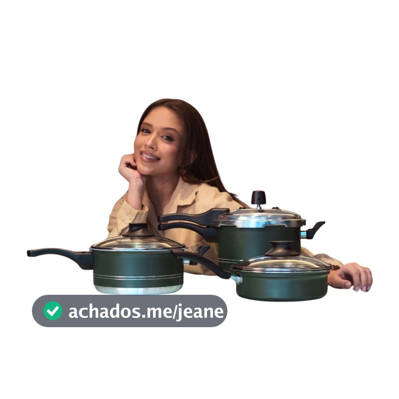 Jogo de Panelas Cactus Top Trio Com Panela de Pressão Kit 4,5L e 3L Antiaderente Fundo Usinado e Frigideira Tampa Vidro