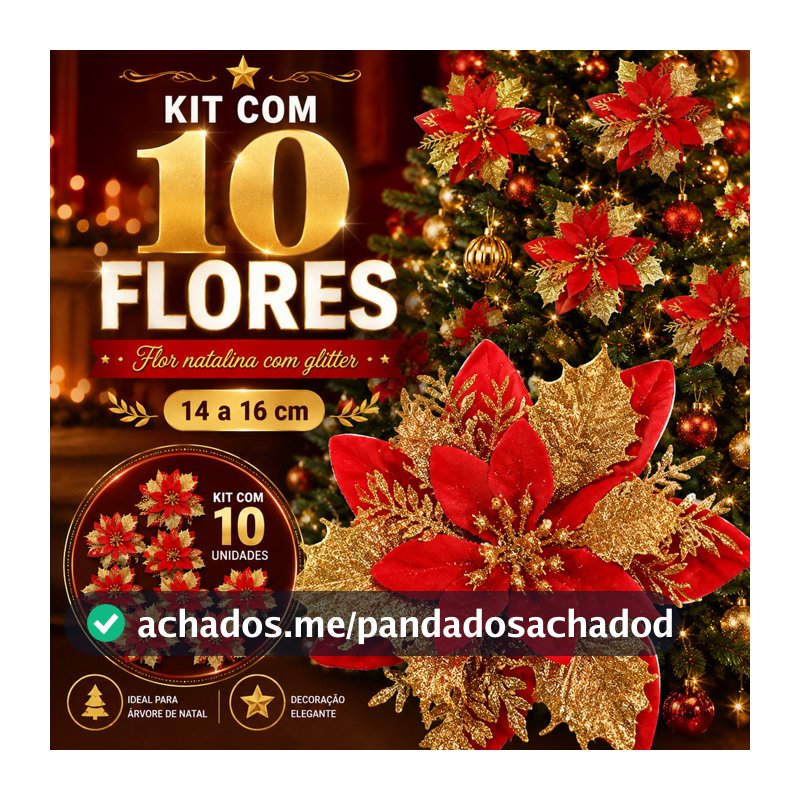 Flores De Natal Premium  Arvore Artificial Decoração Enfeites Para Arvore de Natal Brilhante Luxo Pick Up