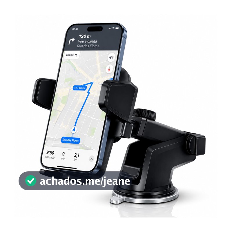 Suporte Carro para Celular e GPS com Ventosa Rotação 360° Ajustável Universal Anti-Queda para Painel