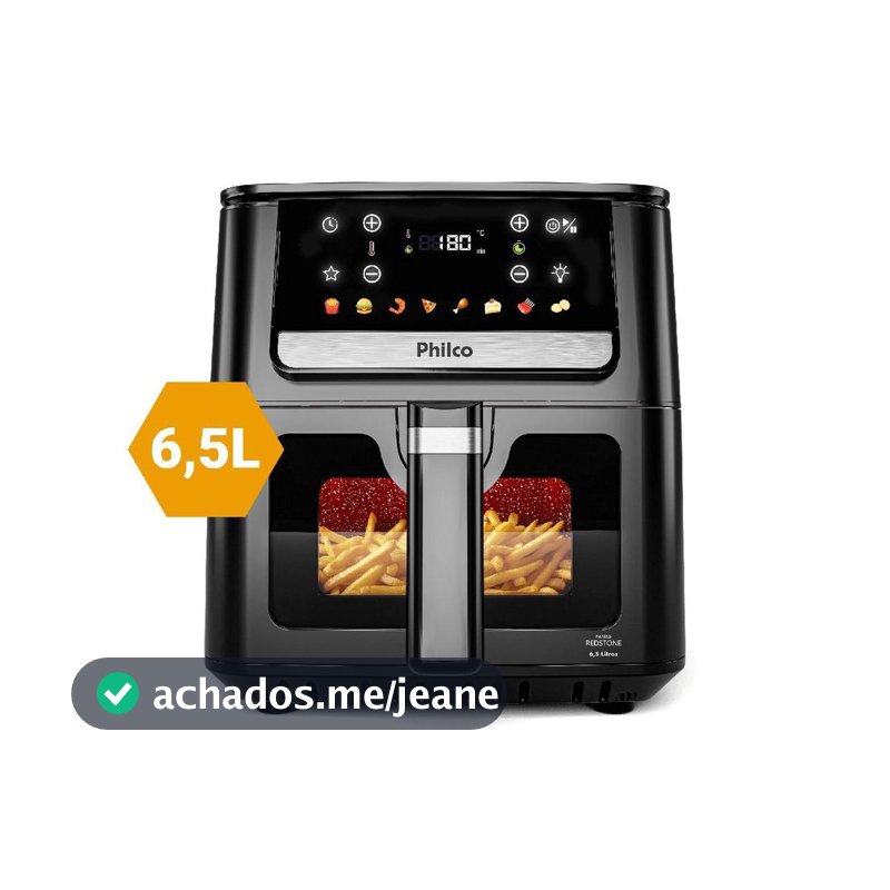 Air Fryer Philco 6,5L Visor Glass e Redstone 1700W PAF65A