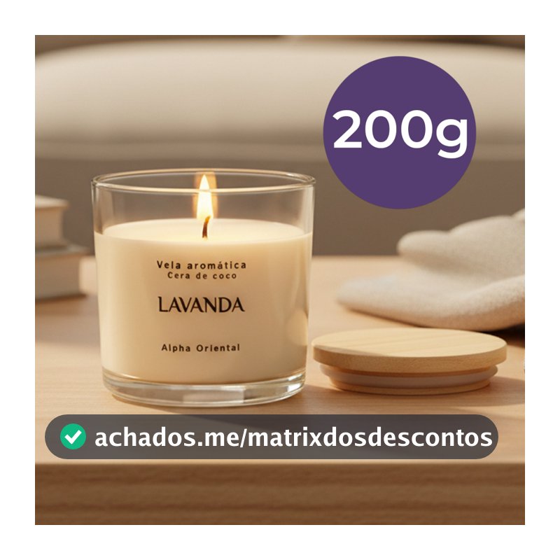 Vela aromática artesanal PREMIUM 200/100G - Vários Aromas - Com especiarias e tampa de madeira