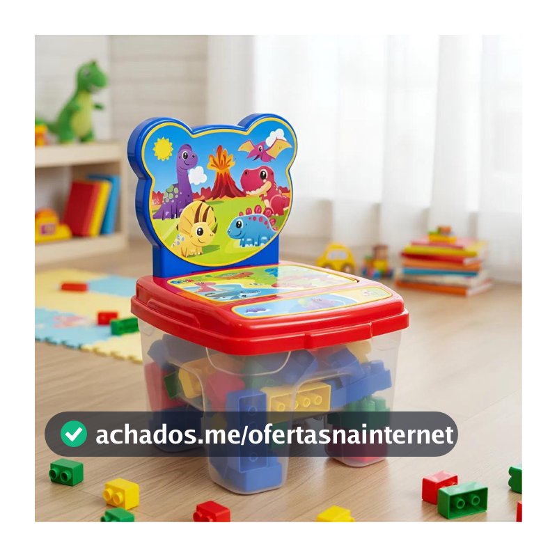 Brinquedo Educativo 2 Em 1: Cadeira + Blocos Grandes 48 Peças para montar blocos legal