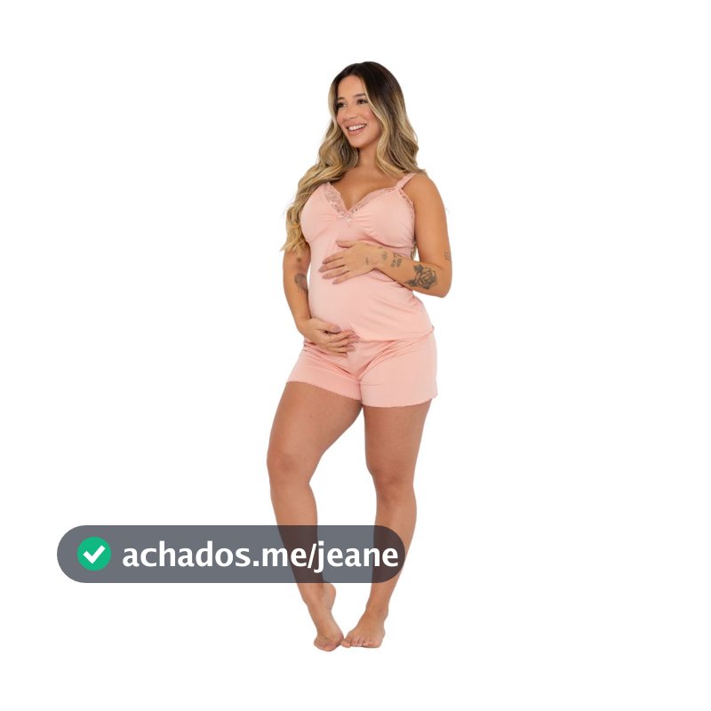 Short Doll Amamentação pijama com renda perfeita e click
