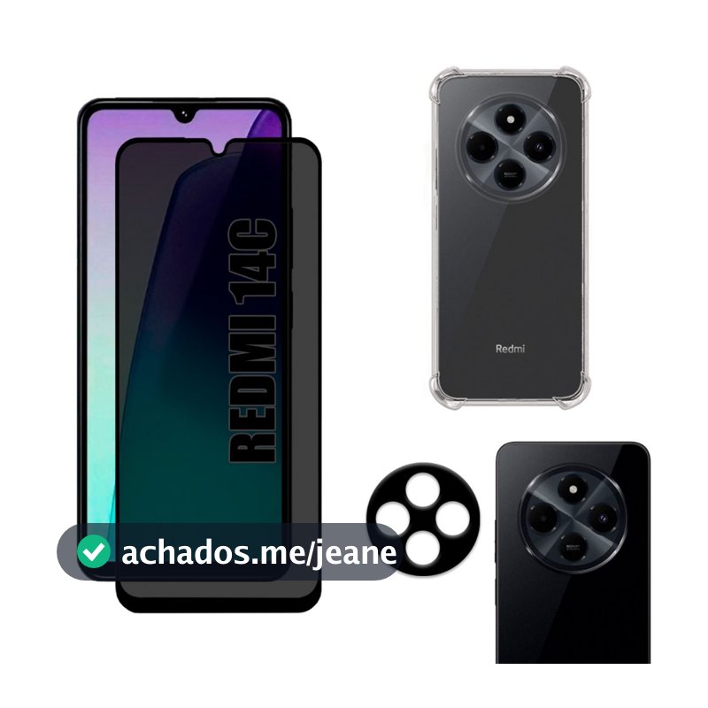 Película Redmi 14C | Privacidade Fosca - Capa Anti Shock - Película da Câmera 3D