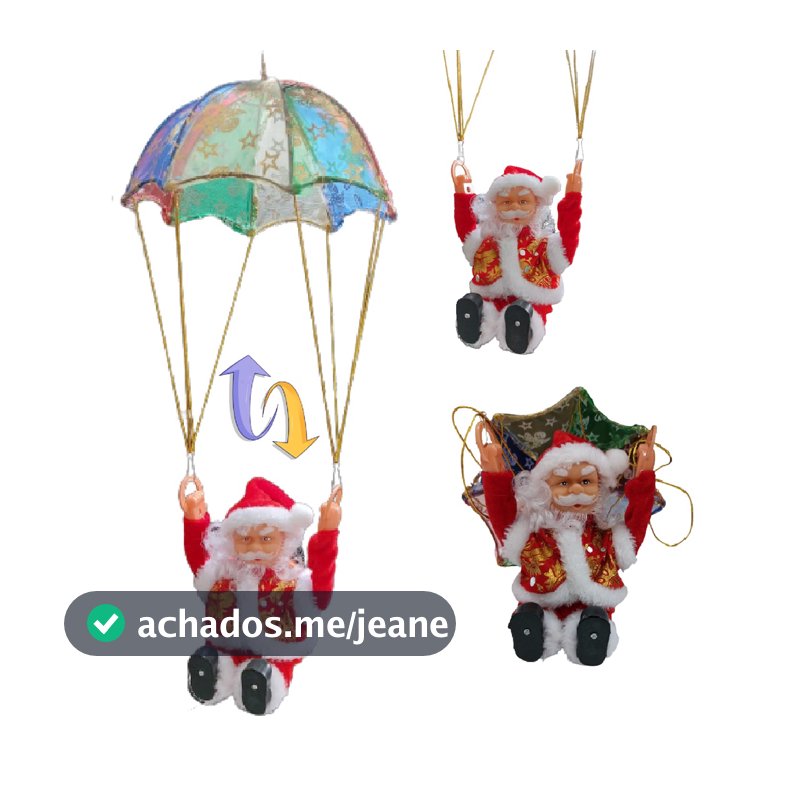 Papai Noel Musical Com Movimento Paraquedas Enfeite Natal