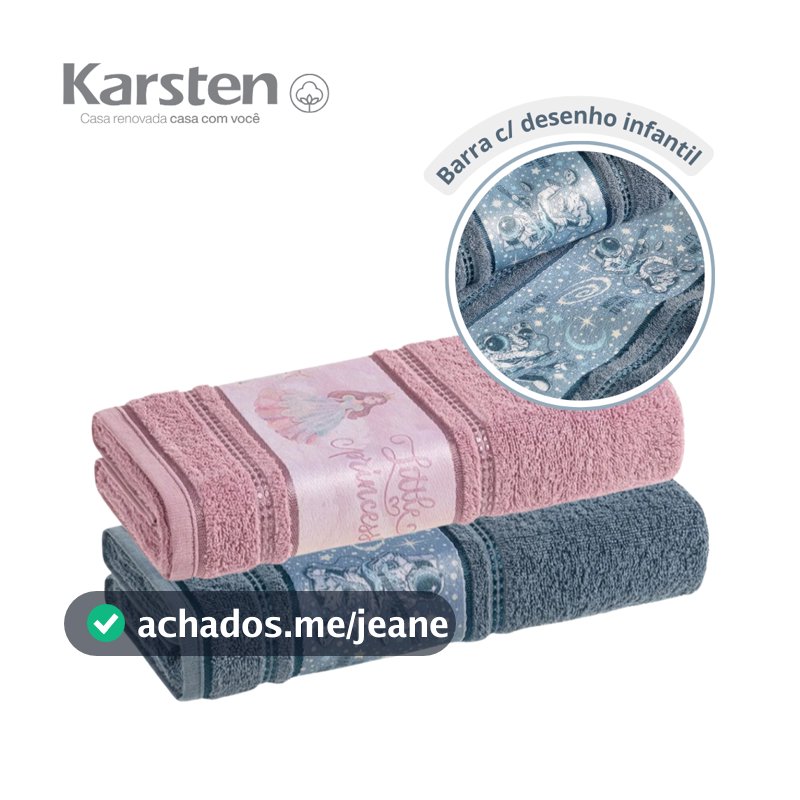 Kit 2 Toalhas de Banho Infantil Karsten 100% Algodão Kids Baby Menino Menina Felpuda Macia