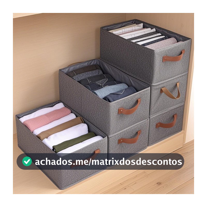 KIT 2/3/4/5 Cesto Organizador de Guarda Roupas Reforçado Caixa para Armazenar Multiuso Rígido