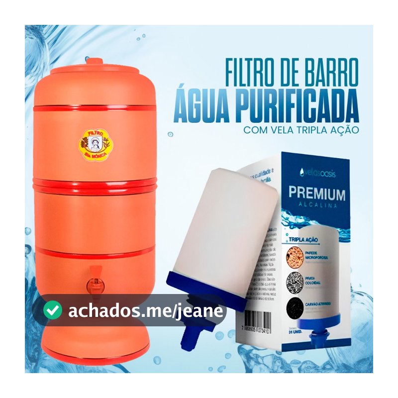 Filtro de Barro 6 Litros Completo com Vela Tripla Ação + Bóia + Torneira - ENVIO IMEDIATO