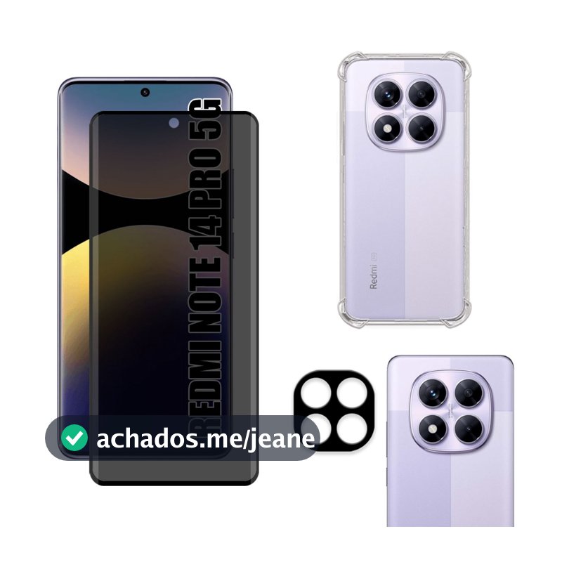 Redmi Note 14 Pro 5G | Película de Privacidade Fosca - Capa Anti Shock - Película da Câmera 3D