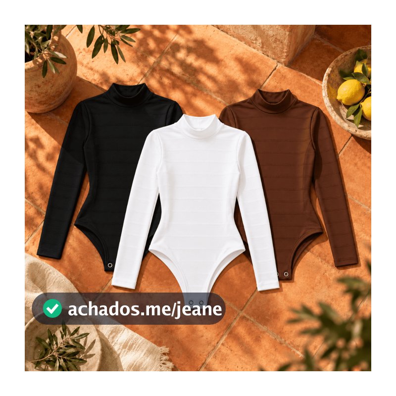 Kit 2 Bodys Gola Alta Manga Longa Premium Ribana Preço de Fábrica