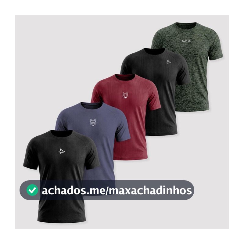 Kit 5 Camisetas Dry Masculina Esporte Treino Alpha