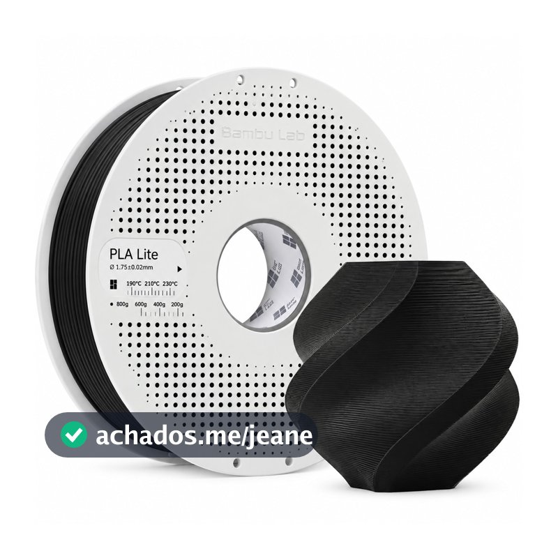 Filamento PLA Lite Bambu Lab Preto 1kg 1,75mm Original Para A1 A1 Mini P1 X1