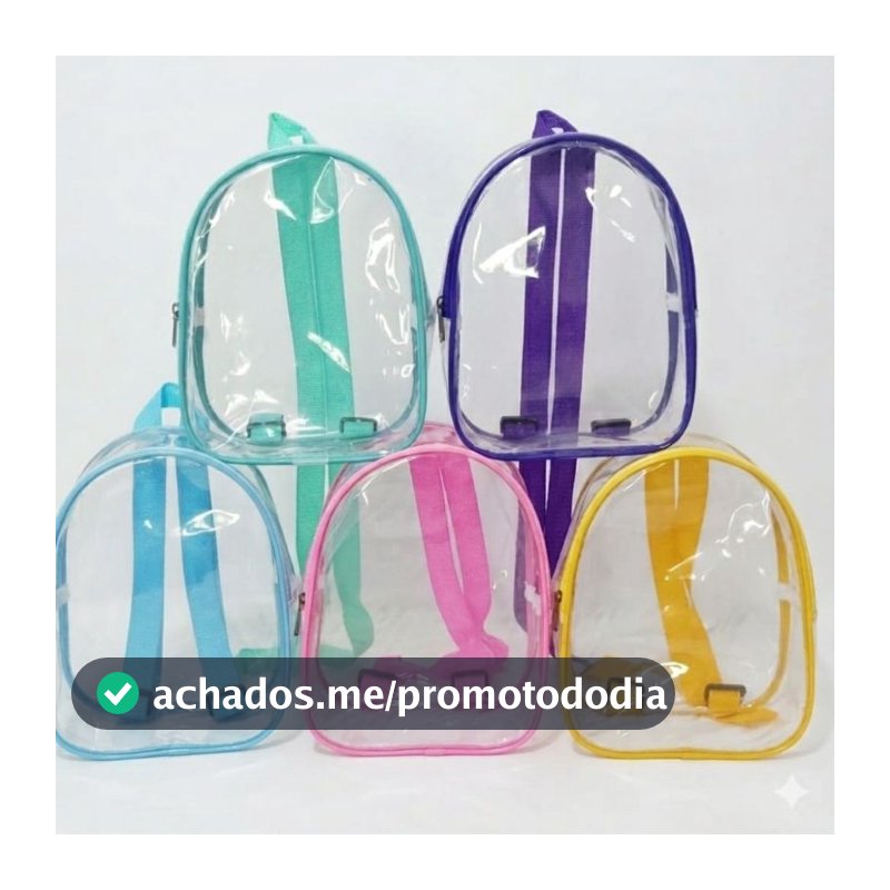 Kit 25 Mochilas infantil Transparentes Plástico Cristal para lembrancinha para festa