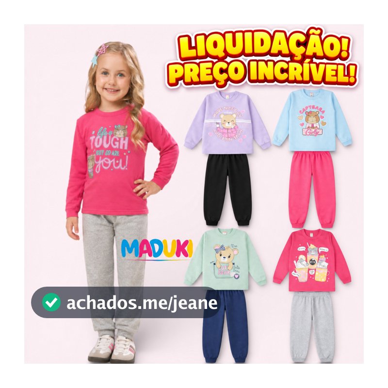 Kit 4 Peças Moletom Infantil Feminino Menina Inverno
