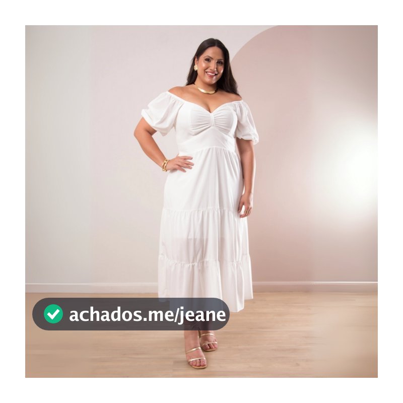 Vestido Midi Plus Size com Decote Laço, Mangas Princesa e Lastex – Liso e Forrado Roupas Plus Size