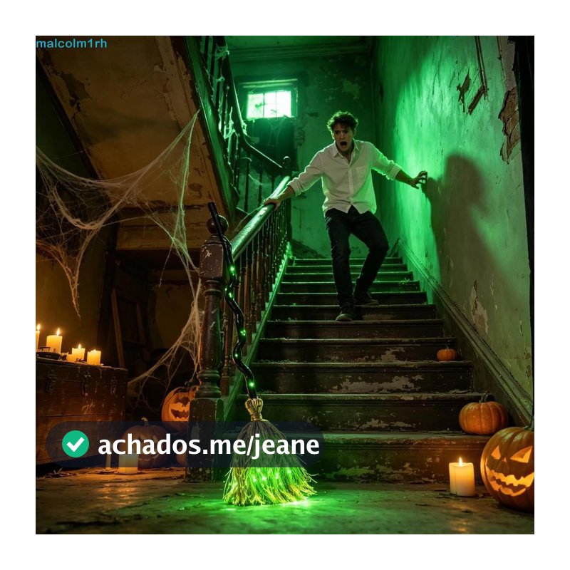 MALCOLM Halloween Magic Witch Vassoura , Bastão Dobrável Brilhante , De Bruxa Dançante Animada , Móvel