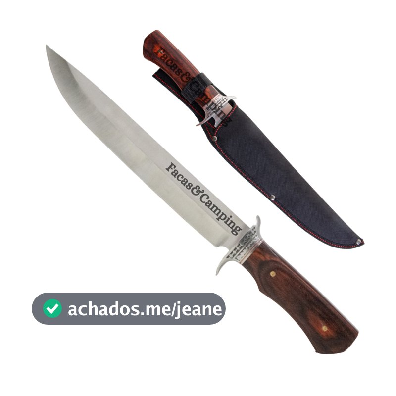 Facão Pesca Churrasco Caça Artesanal Aço Inox 40cm Fulltang Com Bainha